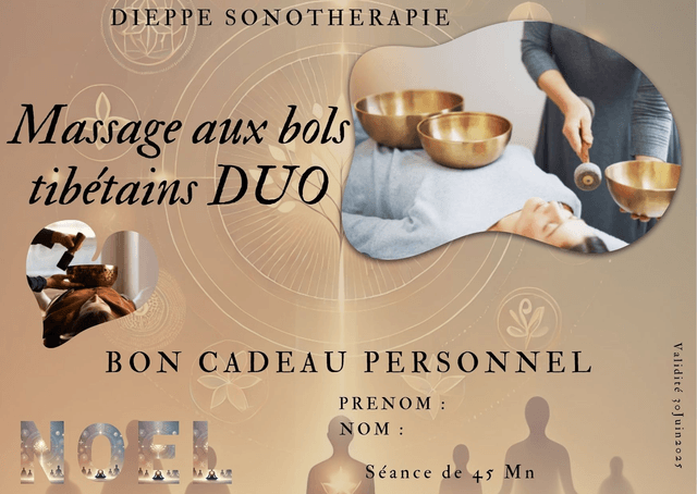 Bon cadeau Massage sonore et vibratoire aux bols tibétains Duo