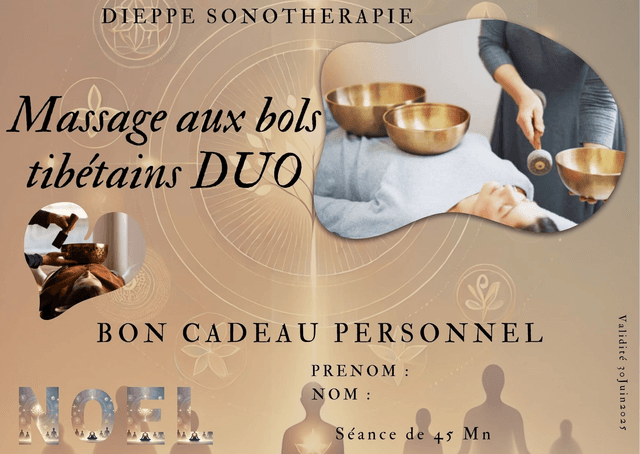 Bon cadeau Massage sonore et vibratoire aux bols tibétains Duo